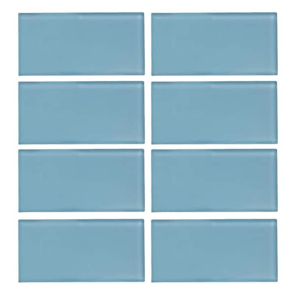 Jeffrey Court Caribbean Water Blue 3 in. x 6 in. Glossy Glass Wall Tile (10 sq. ft./Case)