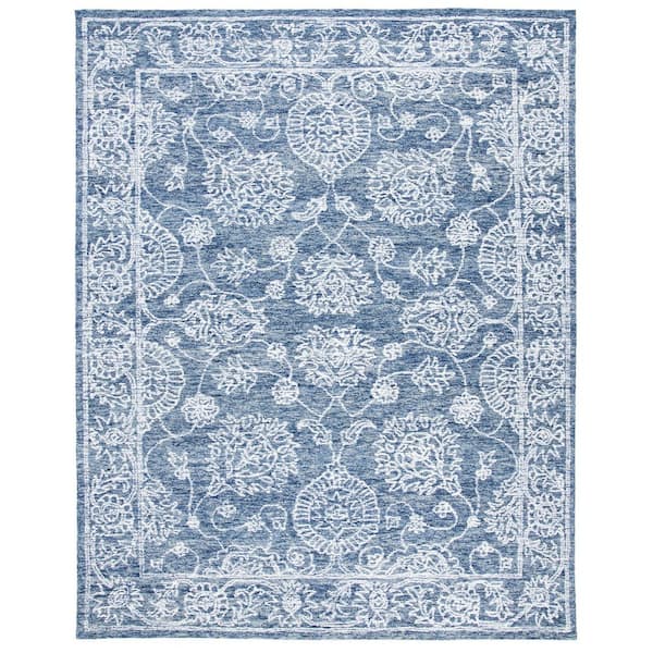 SAFAVIEH Metro Natural/Blue 8 ft. x 10 ft. Border Floral Area Rug