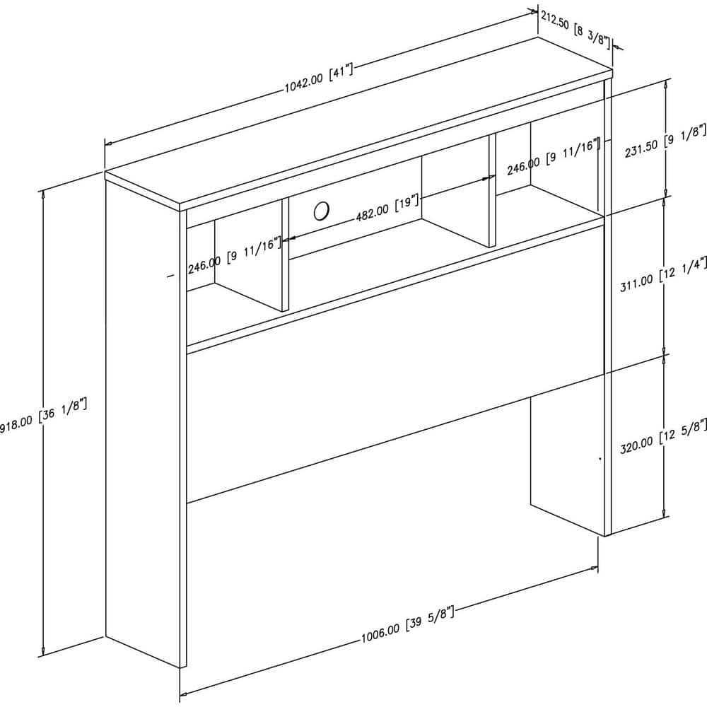 Twin White Wood Bookcase Headboard with Storage