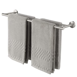 24 in. Wall Mounted Stainless Steel Double Towel Bar in Silver