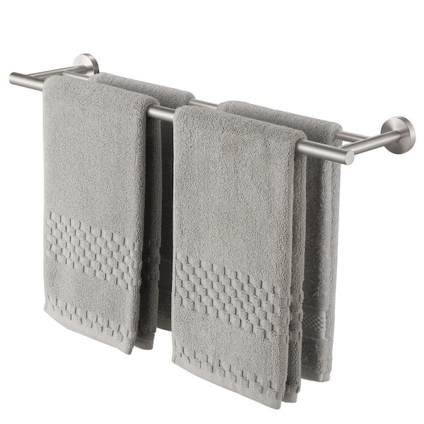 ACEHOOM 24 in. Wall Mounted Stainless Steel Double Towel Bar in Silver