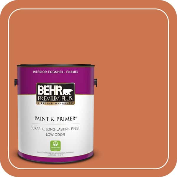 BEHR PREMIUM PLUS 1 gal. #PMD-103 Sweet Carrot Eggshell Enamel Low Odor Interior Paint & Primer