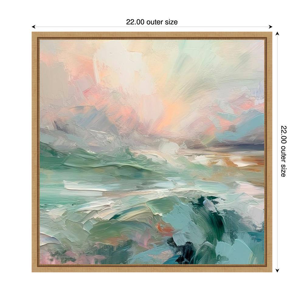 Pink Morning V Abstract Coastal Canvas Art with Maple Frame