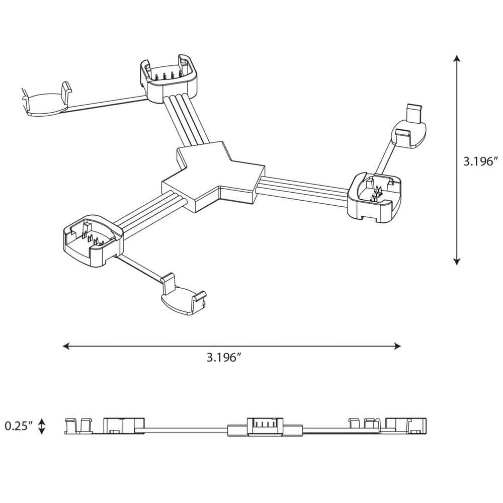 Black Y-Shaped LED Tape Connector for Undercabinet Systems
