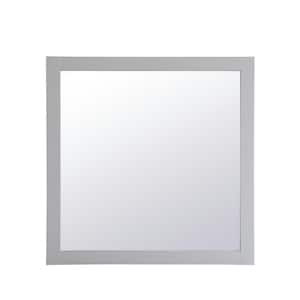Timeless Home 36 in. W x 36 in. H x Contemporary Wood Framed Square Grey Mirror