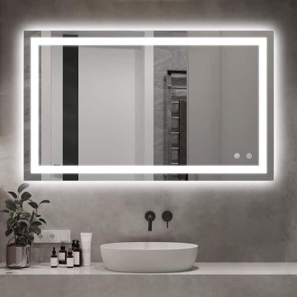 60 in. W x 40 in. H LED Rectangular Frameless Wall Bathroom Vanity ...