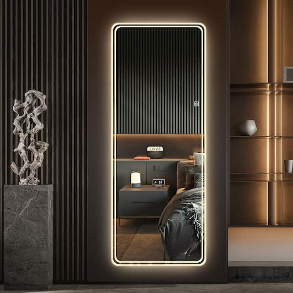 24.00 in. W x 65.00 in. H Modern LED Rectangle Framless Wall Mirror