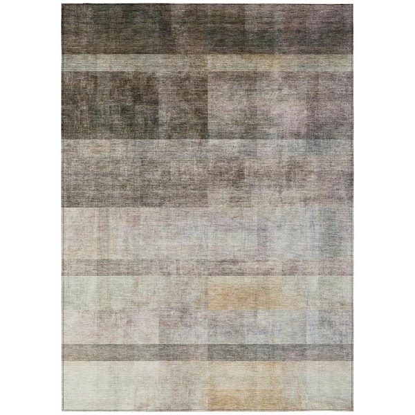Brown 9 ft. x 12 ft. Woven Solid Color Rectangle Indoor/Outdoor Area Rug