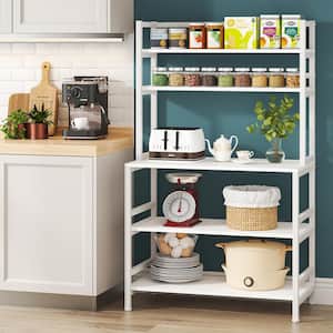 Bachel Modern White Kitchen Baker's Rack with Open Shelves 5-Tier Shelf