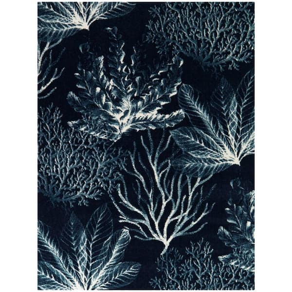 BALTA Cartagena Navy 8 ft. x 10 ft. Floral Area Rug
