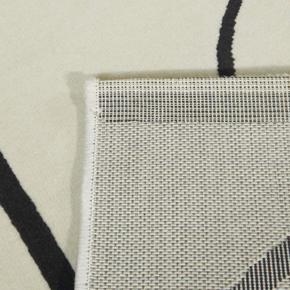 4' x 6' Black and Cream Synthetic Hockey Rink Kids' Rug