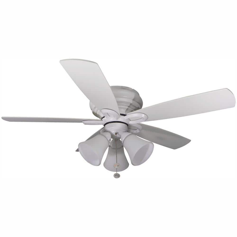 Hampton Bay Maris 44 in. LED Indoor Matte White Ceiling Fan with Light ...