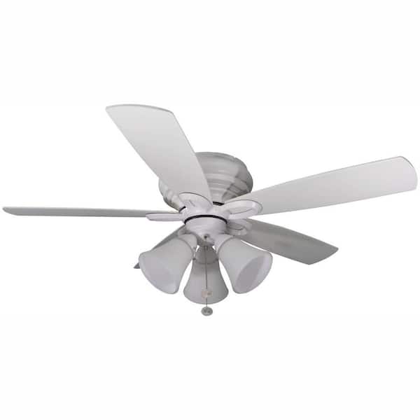 Hampton Bay Maris 44 in. LED Indoor Matte White Ceiling Fan with Light Kit