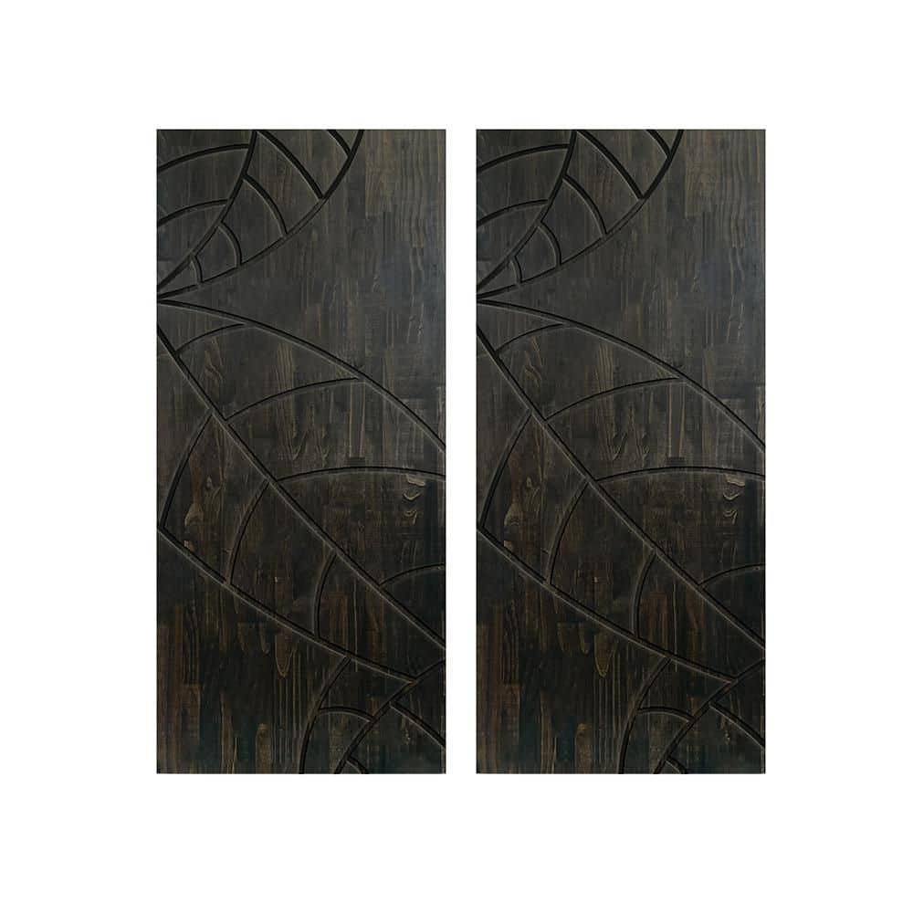 CALHOME 84 in. x 96 in. Hollow Core Charcoal Black Stained Pine