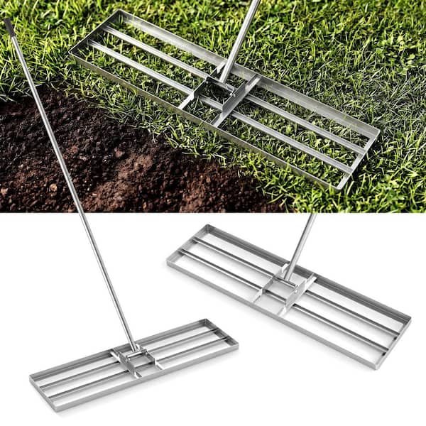 Lawn Leveling Rake 67 in. x 36 in. x 10 in. Level Lawn Tool for Garden Backyard/Lawn Silver
