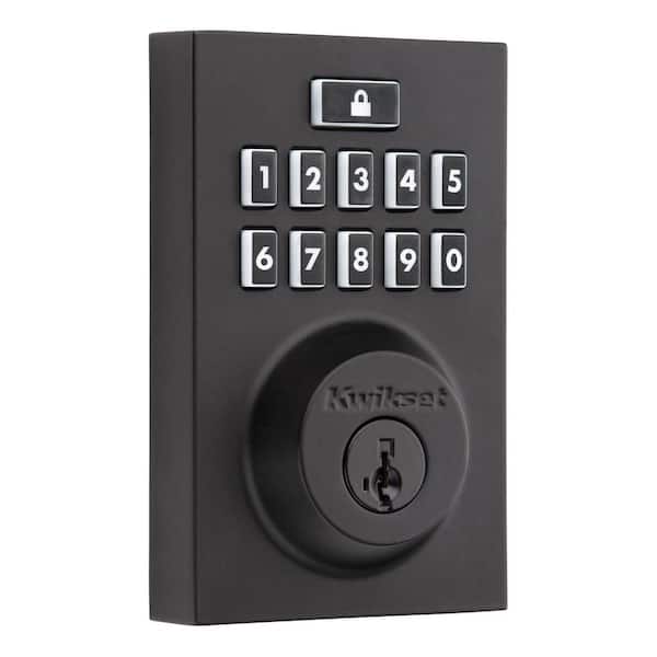 Kwikset SmartCode 913 Contemporary Matte Black Single Cylinder Keypad Electronic Deadbolt Featuring SmartKey Security