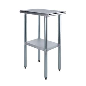 24 in. x 15 in. Stainless Steel Kitchen Utility Table with Adjustable Bottom Shelf