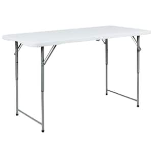 4-ft Granite White Plastic Adjustable Bi-Fold Folding Table (1 Pack)