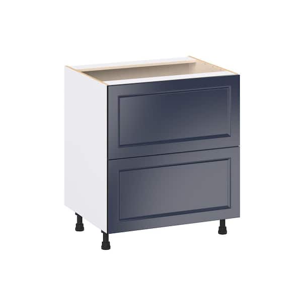 J COLLECTION Laramie 30 in. W x 24 in. D x 34.5 in. H Assembled Drawer Base Kitchen Cabinet in Painted Blue with 2 Drawers