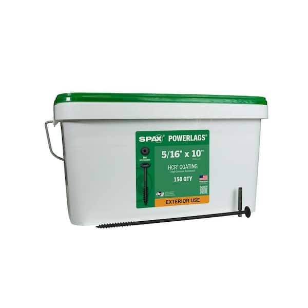 5/16 in. x 10 in. Exterior Washer Head Structural Wood Lag Screws Powerlags Torx T-Star(150 Each) Bulk Pail Bit Included