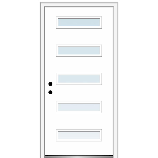 MMI DOOR Davina 32 in. x 80 in. Right-Hand Inswing 5-Lite Clear Low-E Primed Fiberglass Prehung Front Door on 4-9/16 in. Frame