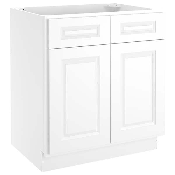 Shell-Front Design Storage Cabinet 3-Drawers 2-Doors Bathroom Organizer  White