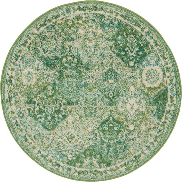 Penrose Blake Green 3 ft. 3 in. x 3 ft. 3 in. Round Rug