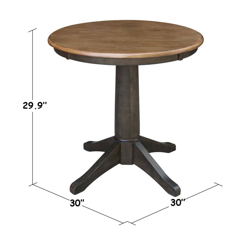 Eco-Friendly Round Solid Parawood Dining Table in Hickory Brown
