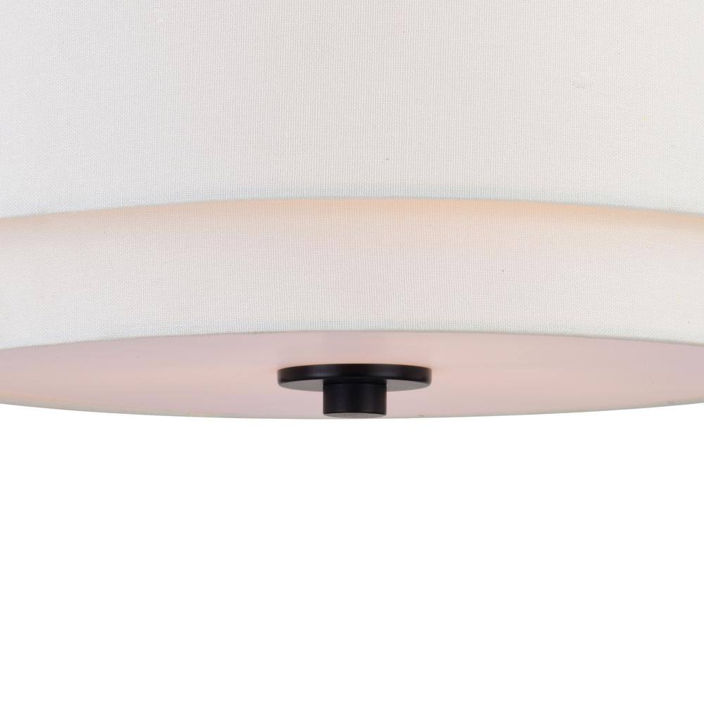 Burnaby 16" Black and White Linen Drum Semi Flush Mount Ceiling Light