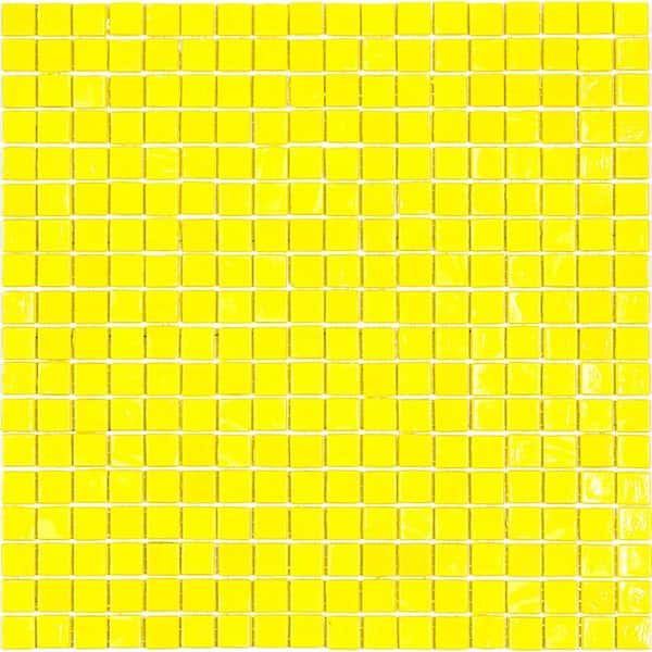 Apollo Tile Skosh 4 in. x 6 in. Glossy Yellow Glass Mosaic Uniform square Wall and Floor Sample Tile (0.13 sq. ft./Piece) (1-Pack)