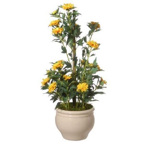 National Tree Company 20 in. Artificial Potted Zinnia Flowers