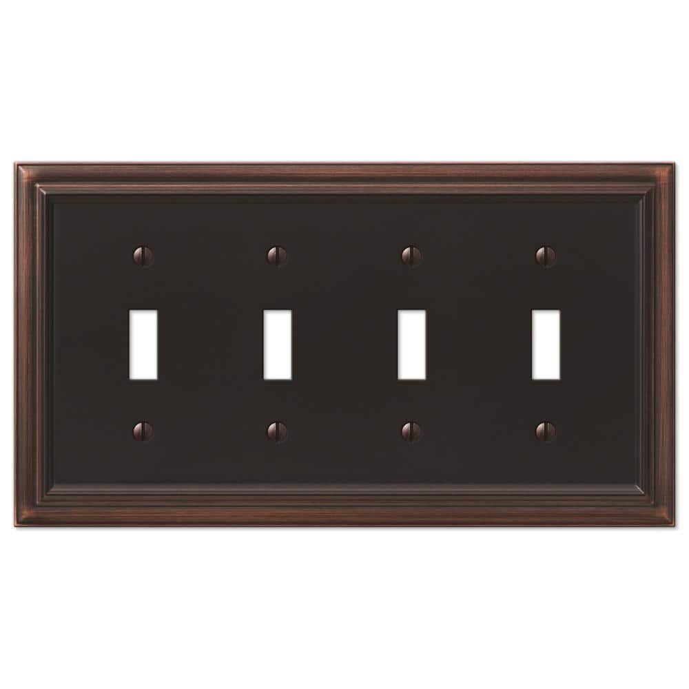 Aged Bronze Quad Toggle Cast Metal Wall Plate