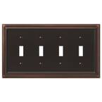 Continental 4 Gang Toggle Metal Wall Plate - Aged Bronze