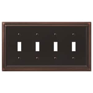 Continental 4 Gang Toggle Metal Wall Plate - Aged Bronze