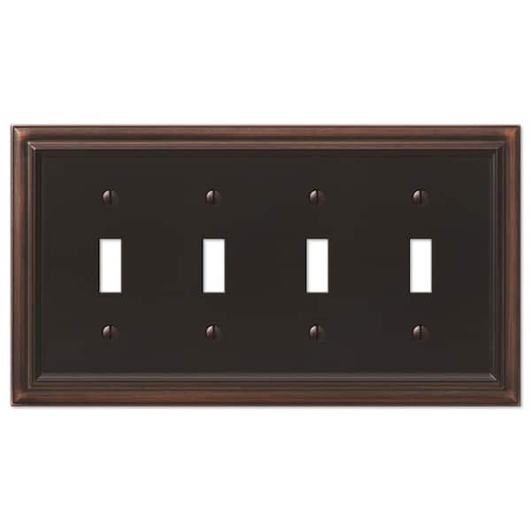 AMERELLE Continental 4 Gang Toggle Metal Wall Plate - Aged Bronze