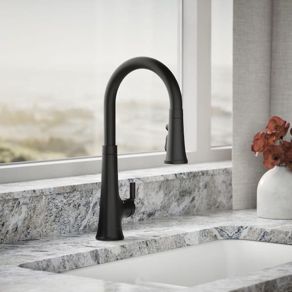 Tone Single Handle Touchless Pull Down Sprayer Kitchen Faucet in Matte Black