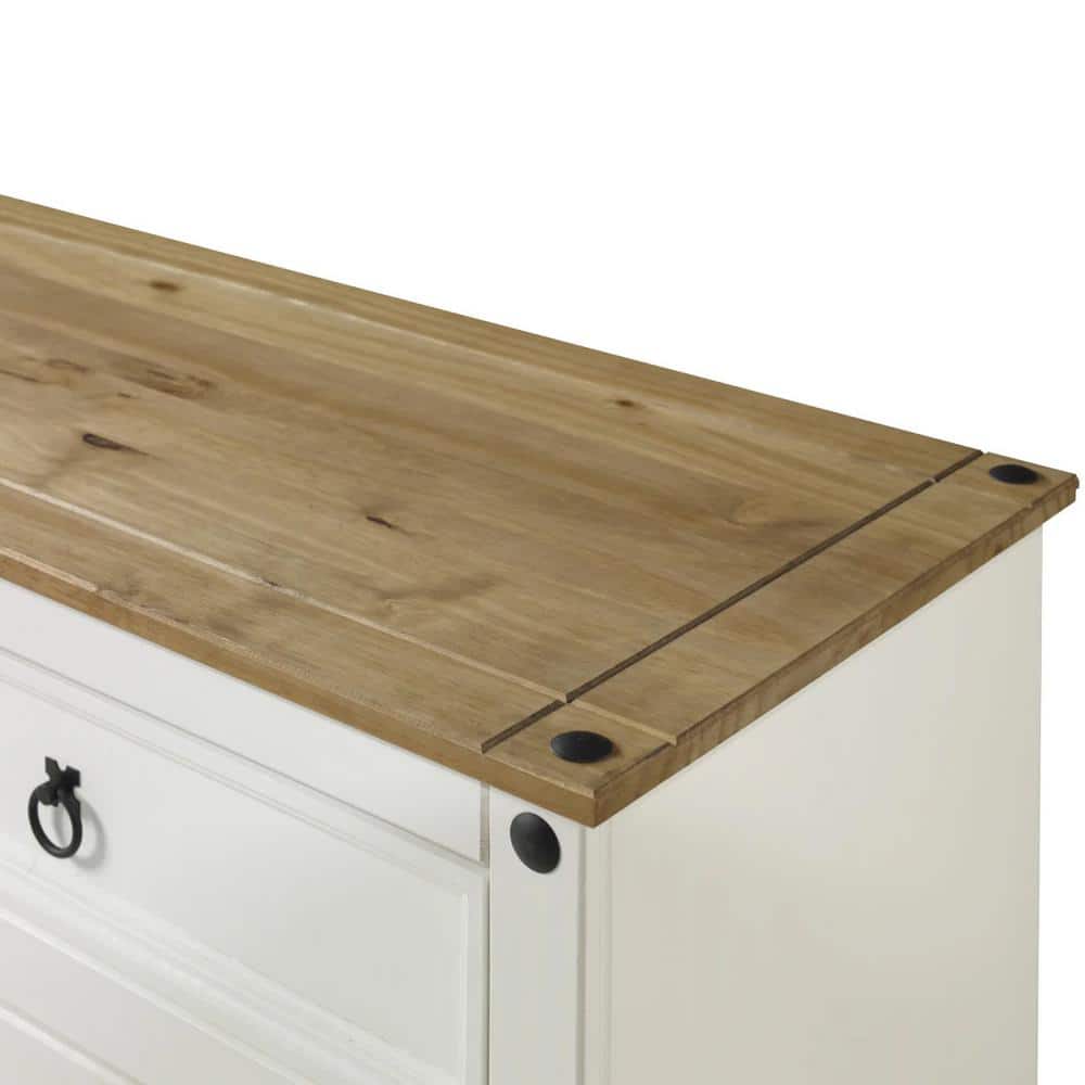 Sunnydaze White Pine Sideboard Cabinet with 2 Drawers and 2 Doors