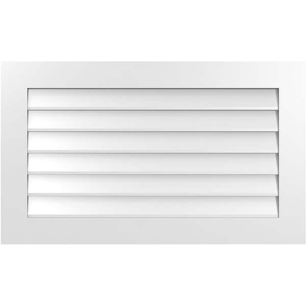 Ekena Millwork 40" x 24" Rectangular White PVC Paintable Gable Louver Vent Non-Functional