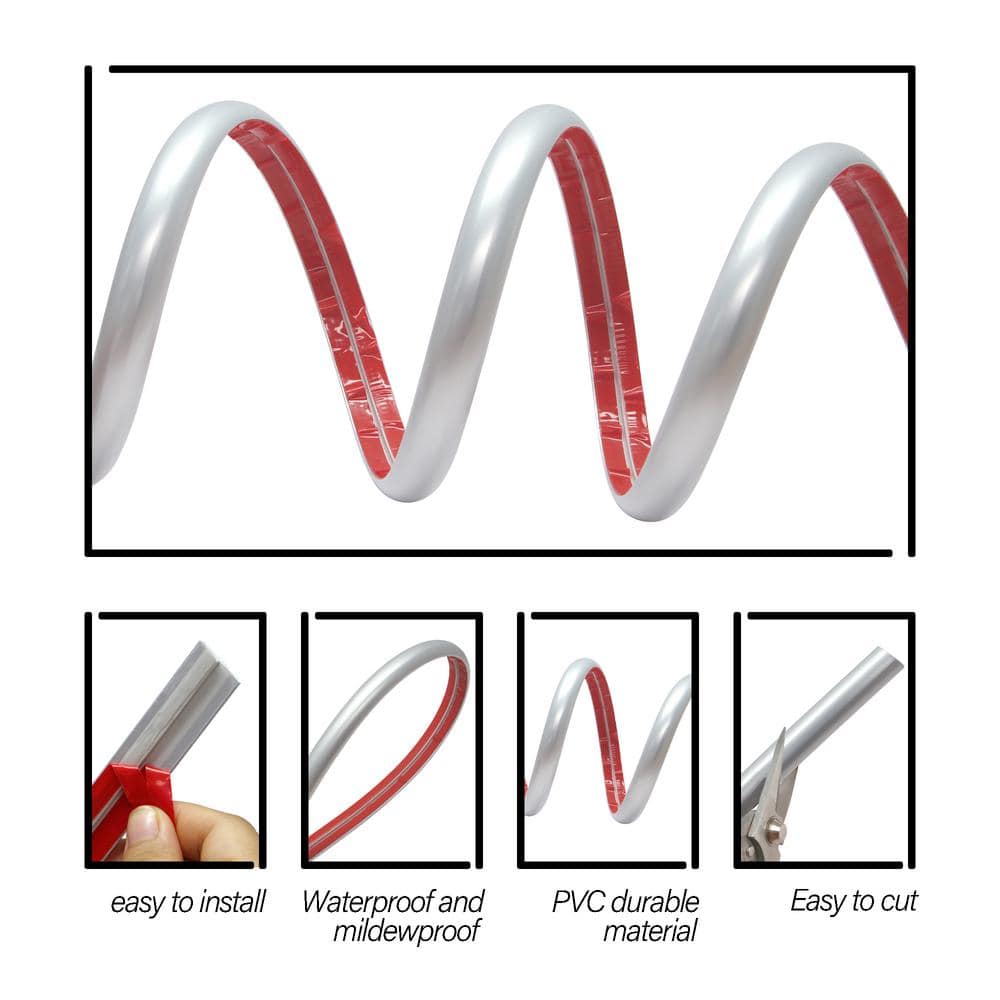 Matte Silver 15 Feet Self-Adhesive PVC Backsplash Trim