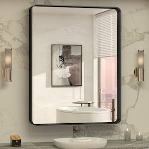 30 in. W x 36 in. H Rectangular Metal Framed Wall Mount Bathroom Vanity Mirror in Black