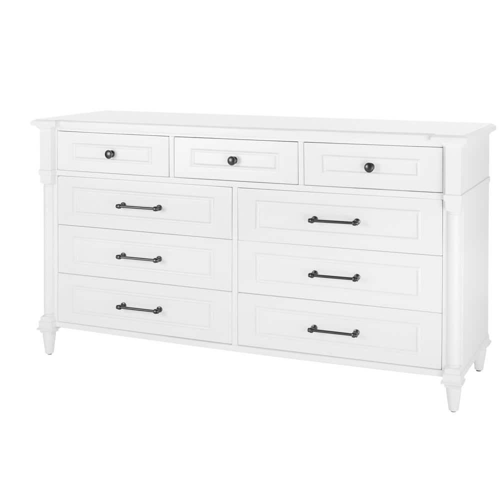 Home Decorators Collection Bellmore White 9-Drawer Dresser (66 in. W x 20 in. D x 35.75 H) HD-001-DR-WH - The Home Depot