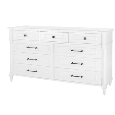 Bellmore White 9-Drawer Dresser (66 in. W x 20 in. D x 35.75 H)