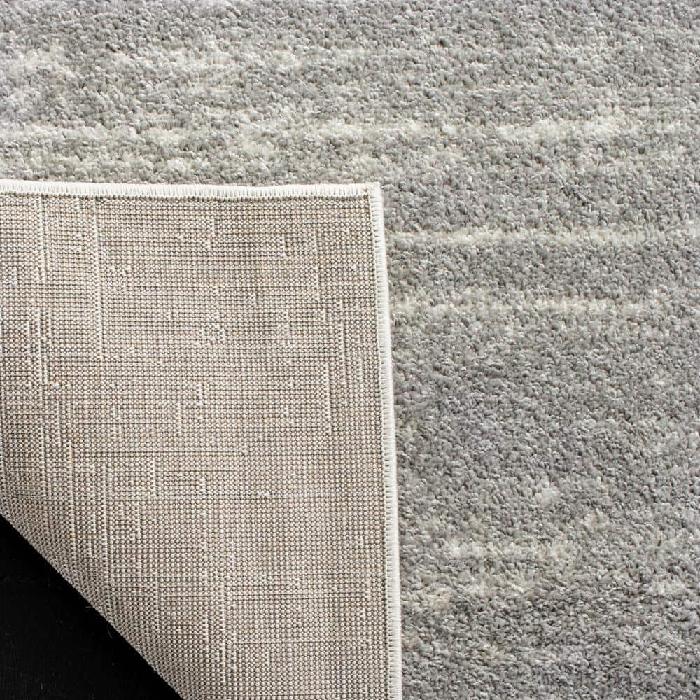 Elegant Ombre 12' Square Area Rug in Light Grey & Grey, Synthetic Easy-Care