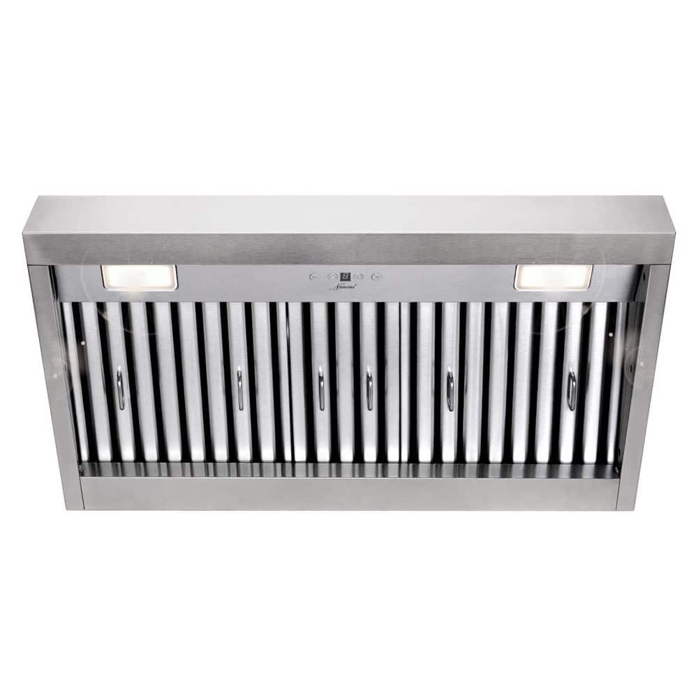 36 in. 600 CFM Ducted Insert Range Hood in Stainless Steel with Dimmable LED Lights 4-Speeds