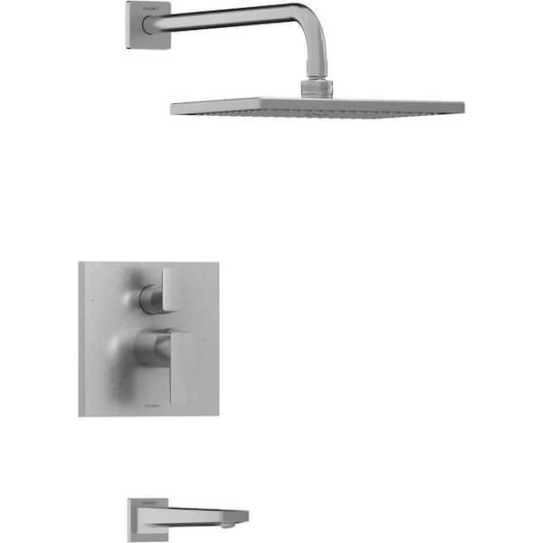 DuraSquare 1-Handle Tub and Shower Trim Kit in Brushed Nickel (Valve Included)