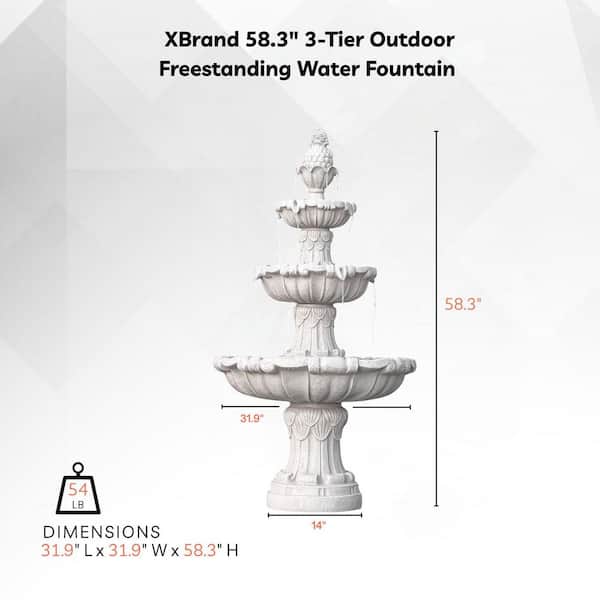 XBRAND 53.3 in H. Electric Resin Tiered Fountain with Submersible
