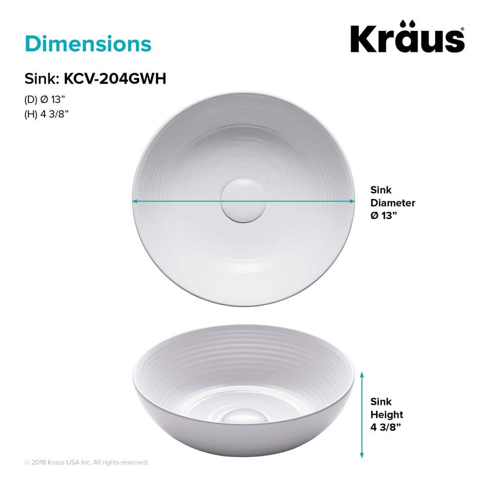 Viva 13" Round White Ceramic Vessel Bathroom Sink
