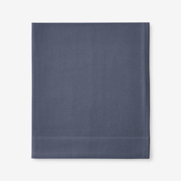 The Company Store Legends Luxury Velvet Deep Pocket Slate Blue Flannel California King Flat Sheet