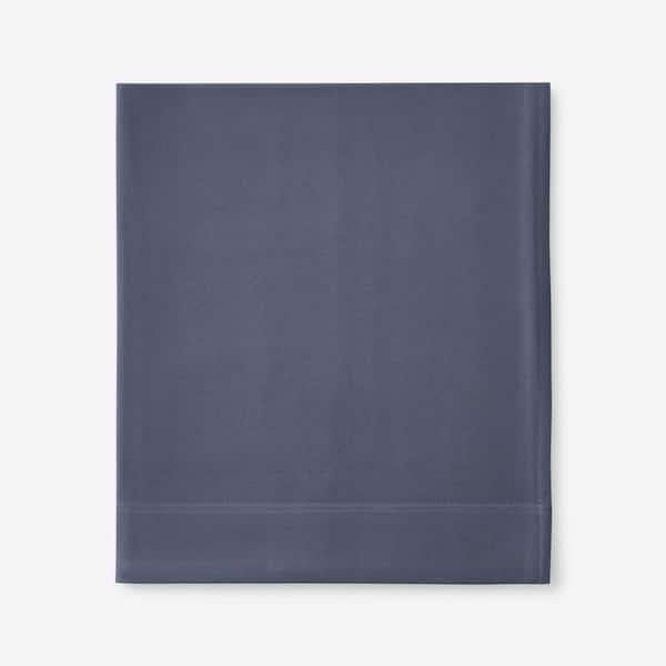 The Company Store Legends Luxury Velvet Deep Pocket Slate Blue Flannel Queen Flat Sheet
