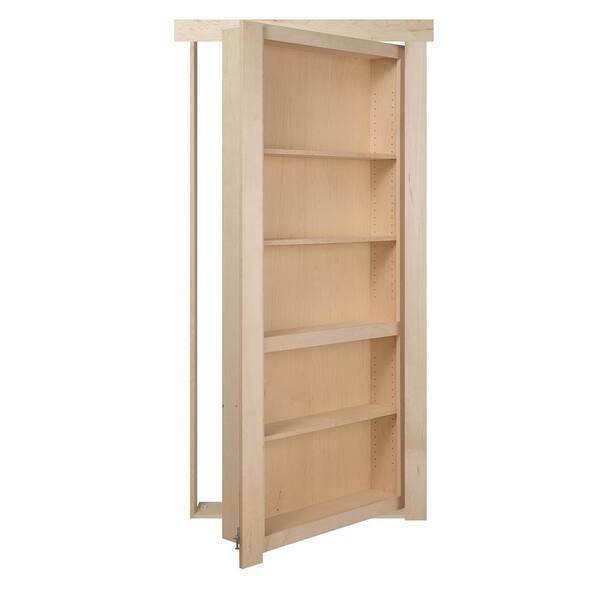 The Murphy Door 28 in. x 80 in. Flush Mount Unassembled Maple Unfinished Universal Solid Core Interior Bookcase Door